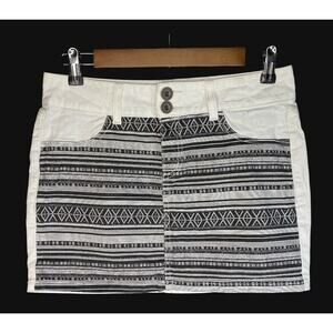 Aztec Mini Skirt Size 10 Black & White Indie Boho Hippie Cotton by Carmel Womens